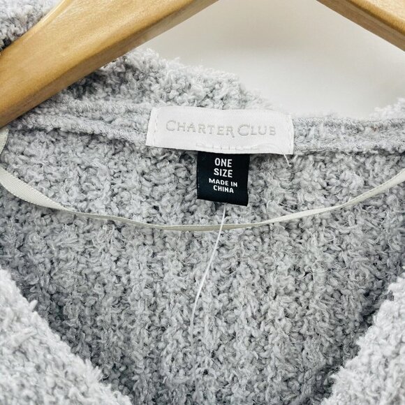Charter Club Womens One Size Hooded Soft Knit Poncho Pullover Shirt in Gray $68 - Picture 5 of 7